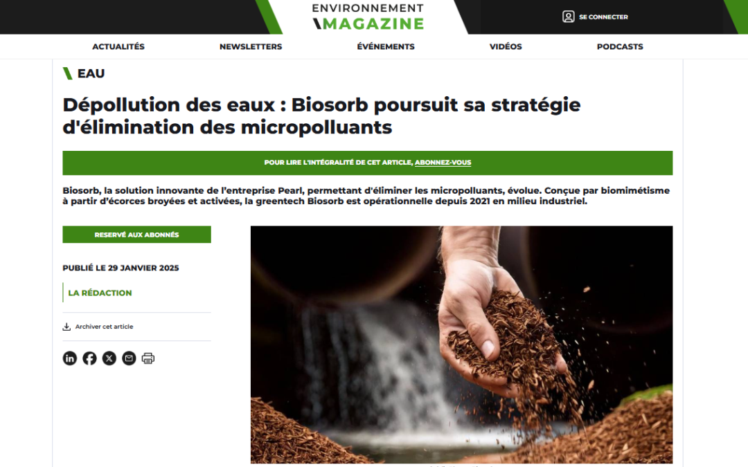 Biosorb fait l’actu dans Environnement Magazine